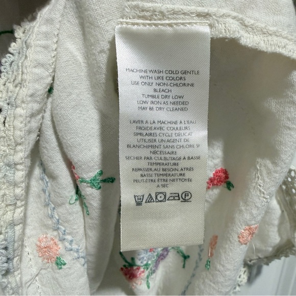 FP We The Free Emma Embroidered Button Front Floral Top in Tofu Combo Sz Large - Picture 8 of 11